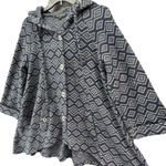 For Cynthia  Hooded Jacket Womens S Blue Wool Blend Geometric Coat Boho Folklore Photo 2