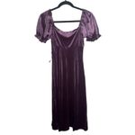 All in Favor Puff Sleeve Crushed Velvet Dress - Plum Size M Photo 4