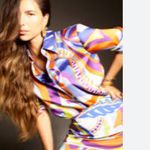 ZARA NWOT  MULTI COLOR GEOMETRIC PRINT SATIN SHIRT SIZE XSMALL Photo 3