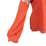 Southern Stitch Orange Waffle Knit Floral Patchwork Long Sleeve Top Size L Photo 3