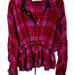 Free People We The Free Women's Plaid Button Up Shirt Red Size Medium Photo 0