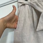 H&M ✨ Linen Blend Shorts Women's Cream high waist belt paper bag size 10 bow Photo 2