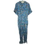 Carolina K Pant Floral Jacquard Jumpsuit Pantsuit Medium Blue Photo 1