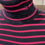 Ralph Lauren LAUREN Fuchsia & Navy Blue Striped Turtleneck Sweater Size Medium Photo 1