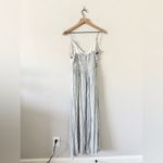 Japna  Maxi Dress with Embroidery Detail in Gray and White Stripe Size L Photo 5