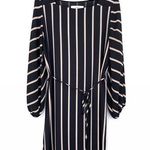 Loft  Long Sleeve Striped Mini Dress Black Cream White S Photo 0