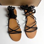 J.Crew  Women's Black Low Heel Braided Ankle Wrap Sandals Sz 7 Photo 9