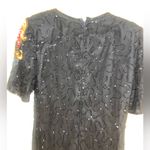 Laurence Kazar VTG  Black Beaded Sequin Design Silk Dress S Photo 14