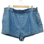Anthropologie Pilcro Denim Shorts Size XL Light Wash Relaxed Fit Elastic Waist Normcore Casual Photo 1