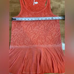 Free People  Rally Tank‎ Top Orange Perforated Peplum Summer Tank EUC XS Photo 5
