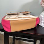 Etienne Aigner Leather Colorblock Satchel Shoulder Bag Turn Lock Purse Photo 4