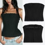 ZARA  NWT black pleated bandeau strapless top Photo 1