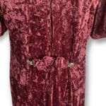 Vintage 90s Burgundy Crushed Velvet Midi Dress Floral Neckline Dark Romance Red Size 14 Photo 6