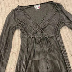Motherhood Maternity black and grey striped faux wrap dress, size medium Gray Photo 2