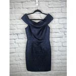 Rickie Freeman x Teri Jon Jacquard Blue Metallic Cocktail Dress Size 6 READ Photo 1
