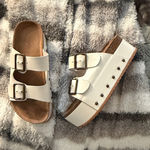 Bamboo White Double Strap Platform Sandals Photo 0