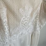 Vintage Bohemian Handmade Crochet Lace Puff Sleeve Wedding Dress XS White Photo 2