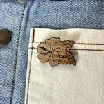 Handmade Engraved Wooden Hibiscus Flower Pin Brown Photo 4