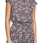 Rebecca Minkoff Black Red Floral Cap Sleeve Chiffon Ollie Dress Size LARGE Photo 0