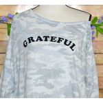 Torrid Women's Silver Camouflage Off Shoulder Sweatshirt Plus Size 2 2X Grateful Photo 1