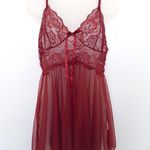 Y2K Avidlove Womens Sheer Babydoll Top Size XL Red Lace Lingerie Coquette Photo 0