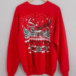 Hanes Vintage red cabin Christmas sweatshirt ( ComfortBlend) Photo 0
