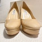Jimmy Choo Cosmic Patent Leather Nude Platform Pumps sz 38.5 Photo 2
