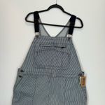 Duluth Trading Bibs Railroad Pin Stripe Rootstock Gardening Shorts Overalls XL Blue Photo 3