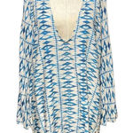 frankie's bikinis 8 Days a Week by Frankie's Bikinis Cover-Up Ikat Tunic Top Blue Size Medium Photo 0