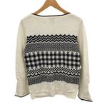 Talbots  Sweater‎ Womens Medium Petite Cream Black Wool Blend Bell Sleeve Holiday Photo 1