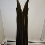 Jenny Yoo  Bridesmaid Dress Logan Elegant Velvet Evening Olive Green V-Neck Photo 5