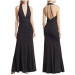 Lulus  Dress Tenth Avenue Ruched Halter Neck Gown Formal Maxi Strappy Black M Photo 1