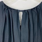 Free People Black Pleated Peplum Hem Open Back Slit Peasant Balloon Sleeves Top Photo 9