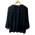 Old Navy  Black Polka Dot Semi-Sheer Long Sleeve Blouse Women's Size Small Photo 0