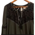 Cleobella Lili Bohemian Hippie Bell Sleeve DeepV Mini Dress in Gunmetal Gray S Photo 2