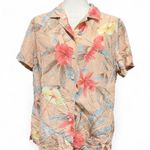Linden Hill 100% Silk Peach Pink Hawaiian Shirt Women’s Large | coconut girl Photo 0
