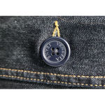 Venezia Denim Trench Coat Belted Green‎ Stitching Dark Wash Dress Size L Blue Size L Photo 4