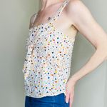 Madewell Cream & Colorful Confetti Printed Front Tie Tank Top Photo 4