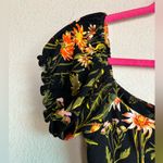 Urban Outfitters Ella Black Floral Ruffle Sleeve Bodycon Stretch Mini Dress M Photo 9