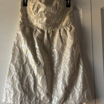 American Eagle  Outfitters silver and beige brocade strapless dress Size 8 Photo 0