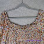 New! Heatherly floral print‎ long sleeve smocked tie front top, size M Orange Size M Photo 8