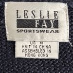 Vintage 90s Leslie Fay Navy Blue Knit Sweater Vest Geometric Plaid Vneck Medium Photo 5