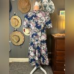 Vintage 90’s Lady Dorby Floral 2 Piece Top & Skirt Large Blue Photo 2