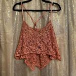Free People Best Idea Rose Sequin Lace Cropped Handkerchief Hem Cami Small Photo 1