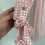 Foxcroft  Women’s Blouse White Red Tencel Rolled Sleeve Gingham Button Up Size 10 Photo 7