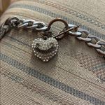 Heavy Silver tone I love you Heart Pendant Chain Necklace Photo 1