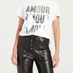 Cinq à Sept Cinq a Sept white cotton Amour foiled tee shirt large NWT Photo 1