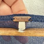 Free People  Embroidered Floral Mesh Navy Blue Boho Oversized Top Kimono Sleeve‎ Photo 3