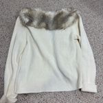 Lisa International Faux Fur Sweater Size Large Long Sleeve White Brown Photo 6
