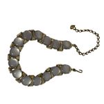 Estate 1960s Grey Moonglow Lucite Thermoset Gold Choker Necklace Costume Jewelry Gray Photo 9